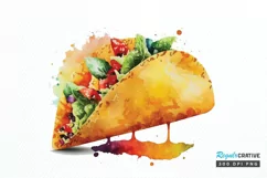 Watercolor Taco clipart png clipart Product Image 1