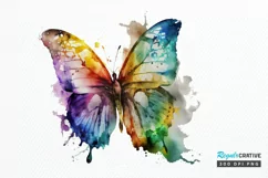 Watercolor Rainbow Butterflie PNG Clipa Product Image 1