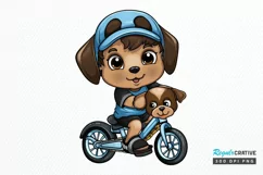 Puppy Riding Bike Sublimation PNG Clipart Product Image 1