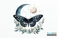 Fairy Night Moth and Moon PNG Clipart Product Image 1