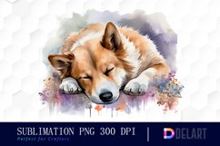 Lazy-Dog Sleeping Watercolor Clipart PNG Product Image 1