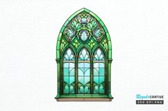 Emerald Stained Glass Arched Window PNG Clipart Product Image 1