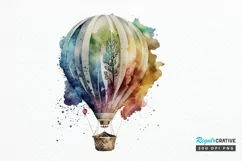 Watercolor Hot Air Balloon PNG Clipart Product Image 1