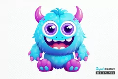 Cute Monster Watercolor Sublimation PNG Clipart Product Image 1