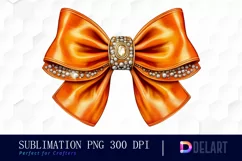 Orange Bow with-Gems Jewellery Clipart PNG Product Image 1
