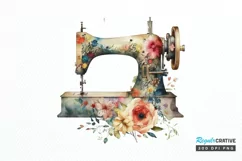 Watercolor Floral Sewing Machines PNG Clipart Product Image 1