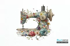 Watercolor Floral Sewing Machines PNG Clipart Product Image 1