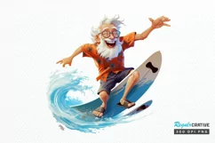 Funny Grandpa Surfing PNG Clipart Product Image 1