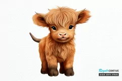 Baby Highland Cow Illustrations PNG Clipart Product Image 1