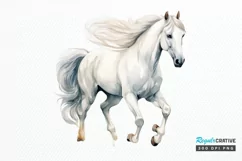 Beautiful White Horse Watercolo PNG Clipart Product Image 1