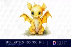 Watercolor Cute Yellow Baby Dragon Sublimation Art Product Image 1