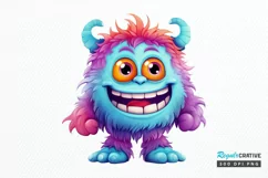 Cute Monster Watercolor Sublimation PNG Clipart Product Image 1