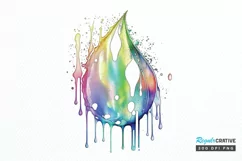Watercolor Holographic Drip png clipart Product Image 1