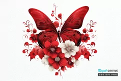 Floral Red Butterfly Couple PNG Clipart Product Image 1