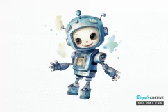 Robot Boy Watercolor Sublimation PNG Clipart Product Image 1