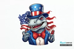 Funny 4th of July T-rex Sublimation PNG Clipart Product Image 1