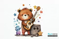 Watercolor cute animal superstar PNG Clipa Product Image 1