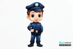 Cute Police Officer Boy PNG Clipart Product Image 1