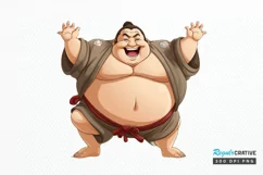 Funny Japanese Sumo Wrestler PNG Clipart Product Image 1