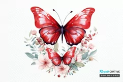 Floral Red Butterfly Couple PNG Clipart Product Image 1