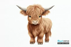 Baby Highland Cow Illustrations PNG Clipart Product Image 1