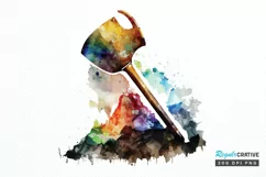 Watercolor Miner Pick Shovel PNG Clipart Product Image 1