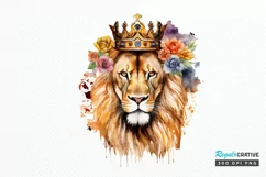 Watercolor King Lion Sublimation PNG Clipart Product Image 1