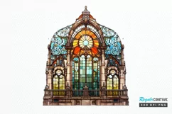 Stained Glass Old Building Sublimation PNG Clipart Product Image 1