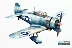 Fighter Aircraft Watercolor PNG Clipart Product Image 1