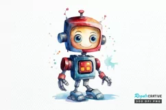Robot Boy Watercolor Sublimation PNG Clipart Product Image 1