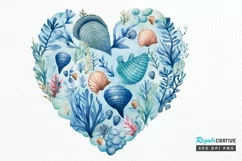 Ocean Heart Watercolor Sublimation PNG Clipart Product Image 1