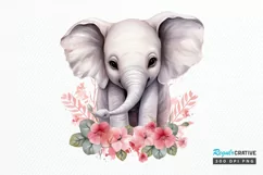 Flower Baby Elephant Sublimation PNG Clipart Product Image 1