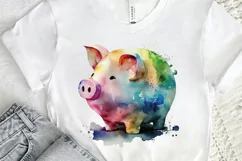 Watercolor Piggy Bank PNG Clipart Product Image 2