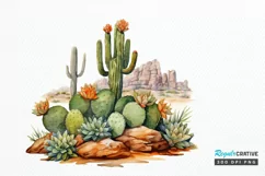 Cactus House Watercolor Sublimation PNG Clipart Product Image 1