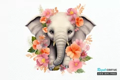 Flower Baby Elephant Sublimation PNG Clipart Product Image 1