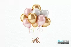 Gold Chrome and Pink Balloons PNG Clipart Product Image 1