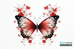 Floral Red Butterfly Couple PNG Clipart Product Image 1