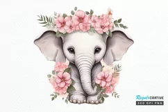 Flower Baby Elephant Sublimation PNG Clipart Product Image 1