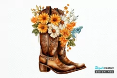 Western Floral Boots Sublimation PNG Clipart Product Image 1