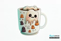 Cute And Creepy Mug Halloween Sticker PNG Clipart Product Image 1
