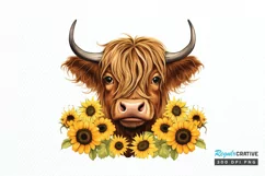Cute Highland Cow Sublimation PNG Clipart Product Image 1