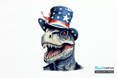 Funny 4th of July T-rex Sublimation PNG Clipart Product Image 1