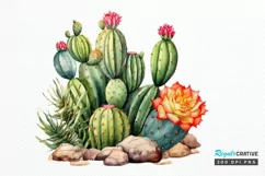 Cactus House Watercolor Sublimation PNG Clipart Product Image 1