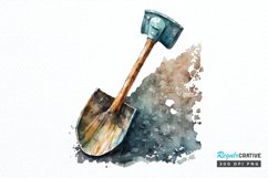 Watercolor Miner Pick Shovel PNG Clipart Product Image 1