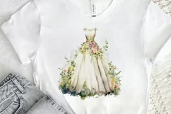 Watercolor Wedding Dress PNG Clipart Product Image 2