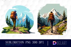 Hiking Watercolor Sublimation Clipart PNG Product Image 1