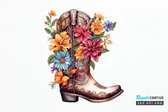 Western Floral Boots Sublimation PNG Clipart Product Image 1