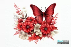 Floral Red Butterfly Couple PNG Clipart Product Image 1