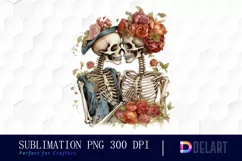 Watercolor Halloween Skeleton Lover PNG Clipart Product Image 1