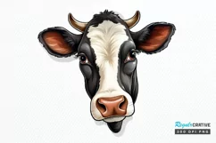Funny Cow Face Sticker PNG Clipart Product Image 1